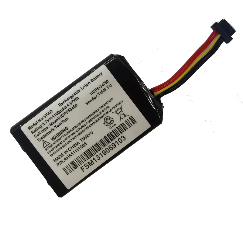1100mAh GPS Battery AHA11111008 VFAD Battery for TomTom 4FL50 4FL60  5000  5100  6000  6100 PRO TRUCK 525 GPS DVR
