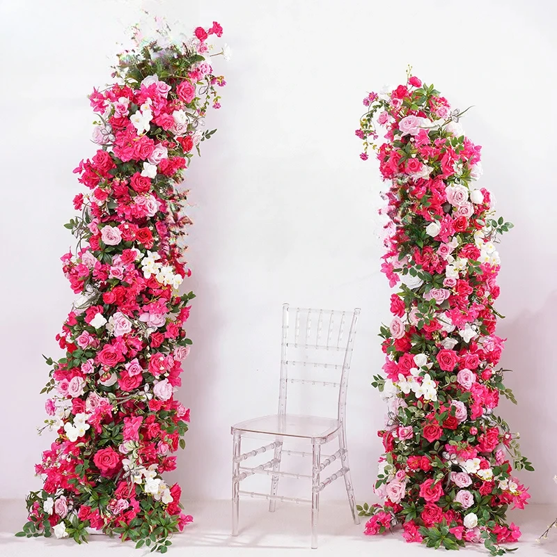 

Pink Serie grünes Blatt Rose Blume Reihe Dekor Horn Bogen Blumen liefert Hochzeits empfang Hintergrund Anordnung Requisiten a866