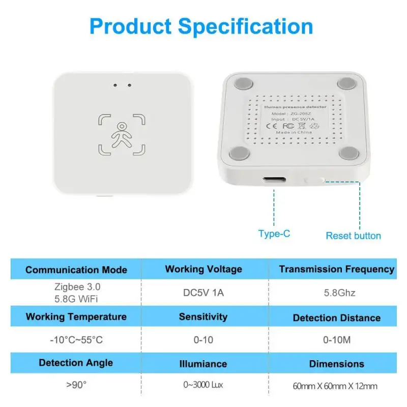 Tuya Wifi ZigBee Detektor für menschliche Präsenz, Luminanz-/Entfernungs erkennung, Smart Human Body Pir Sensor unterstützt Smart Life Control