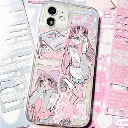 Comic Kawaii Pink Anime Girl Phone Case for Samsung Galaxy S24 S23 S22 S21 S20 S10 Note20 FE Ultra Plus 4G 5G Stylish Cute Clear