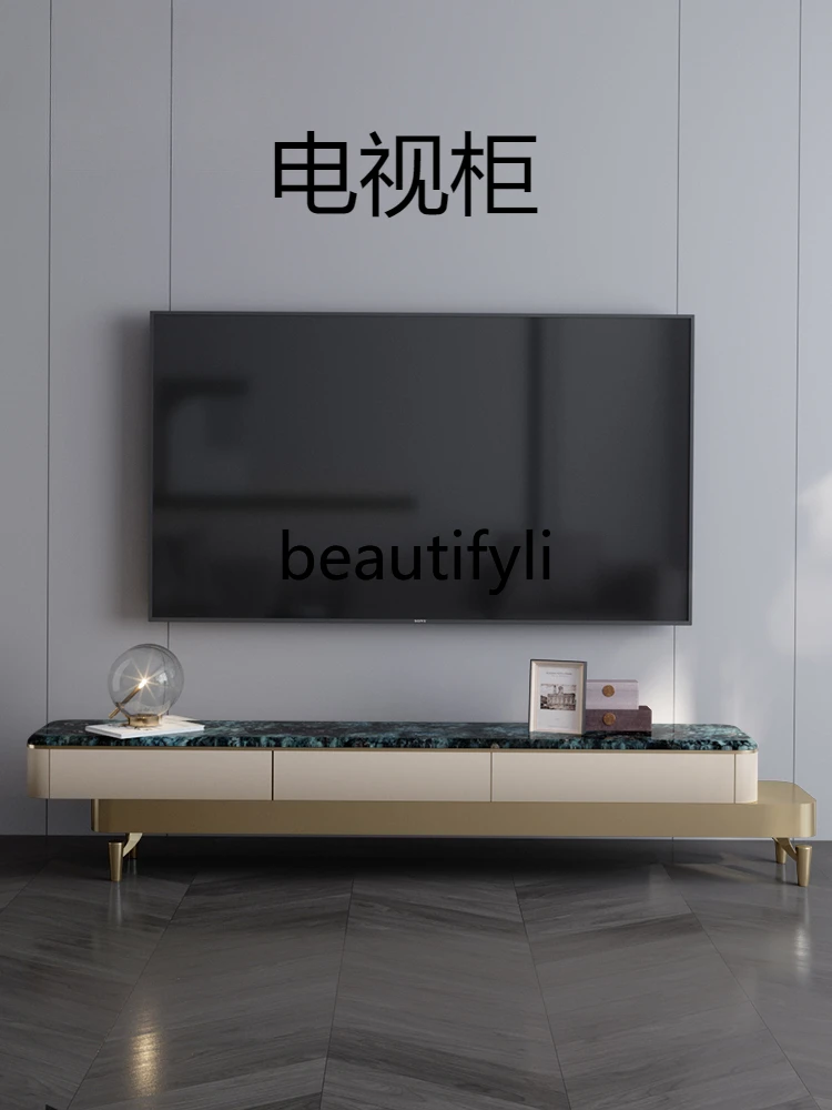 Light luxury stretchable TV cabinet combination floor cabinet high-end wall cabinet