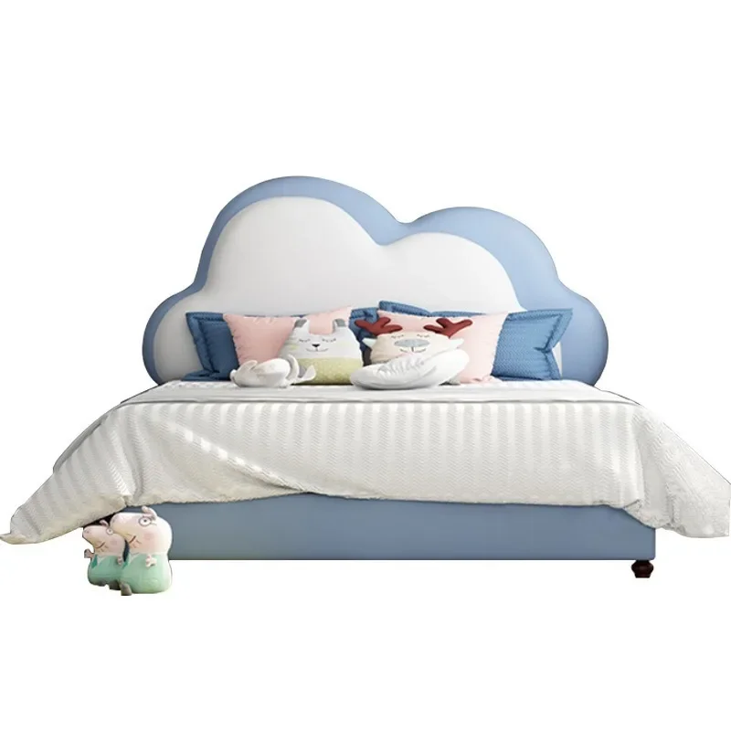 

Teen bed creative cartoon bed cloud boy girl 1m 2 single high box storage two children's