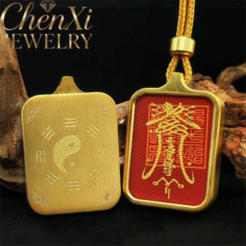

Peace Prosperity Fortune-Bringing Lucky Red Sandalwood Engraved Gold Tangka Pendant Luxury Quality Jewelry Exquisite Charms Gif