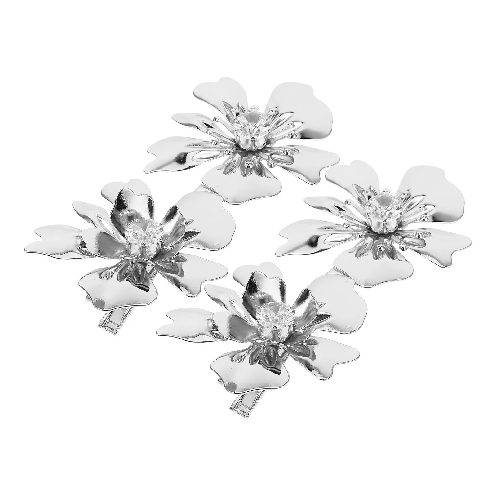 

2Pcs Elegant Flower Hair Clips 3D Hollow Out Four-Layer Five-Petal Hair Clamp Secure Hold Hairpin for Women Everyday Use