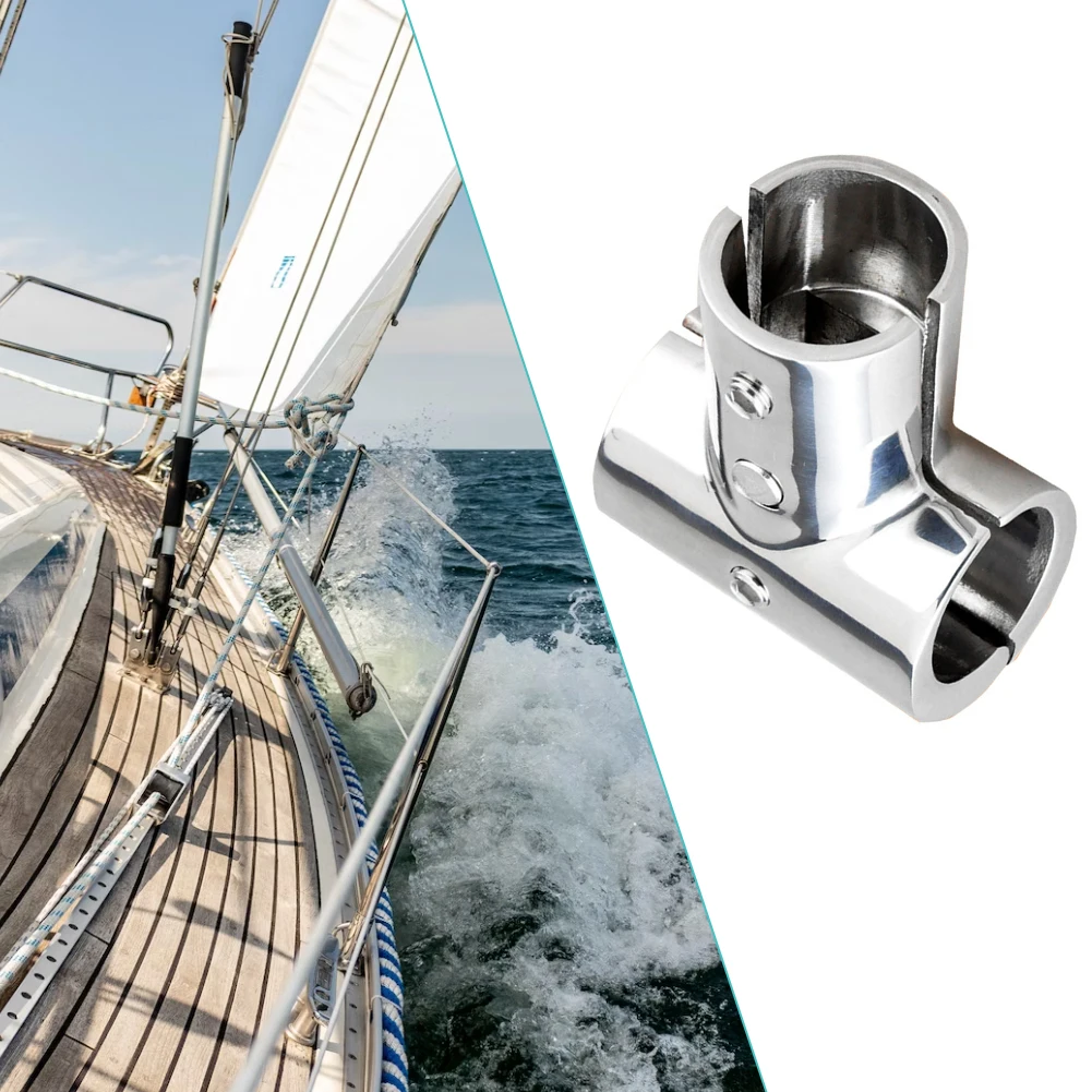 Boat Marine Handrail Stainless Steel 90 Degree T/Tee Fitting Rail Connector Split for 25mm Tube