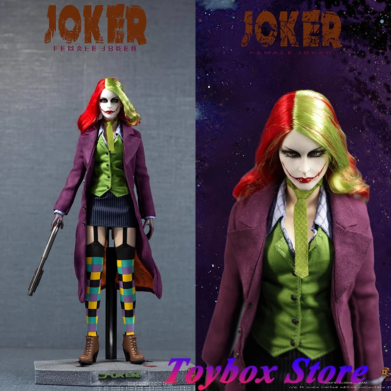 WOLFKING WK-89026A 1/6 Scale Movable Female Joker Soldier Model Red Blue Hair Design 12