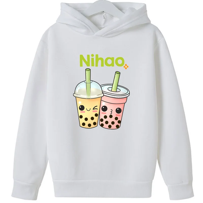 Hot Boys Girls Hoodie New Cute Cartoon Animal Milk Tea Print Fashion Explosion Kids Clothes Girls Sweatshirts Sweter Odzież