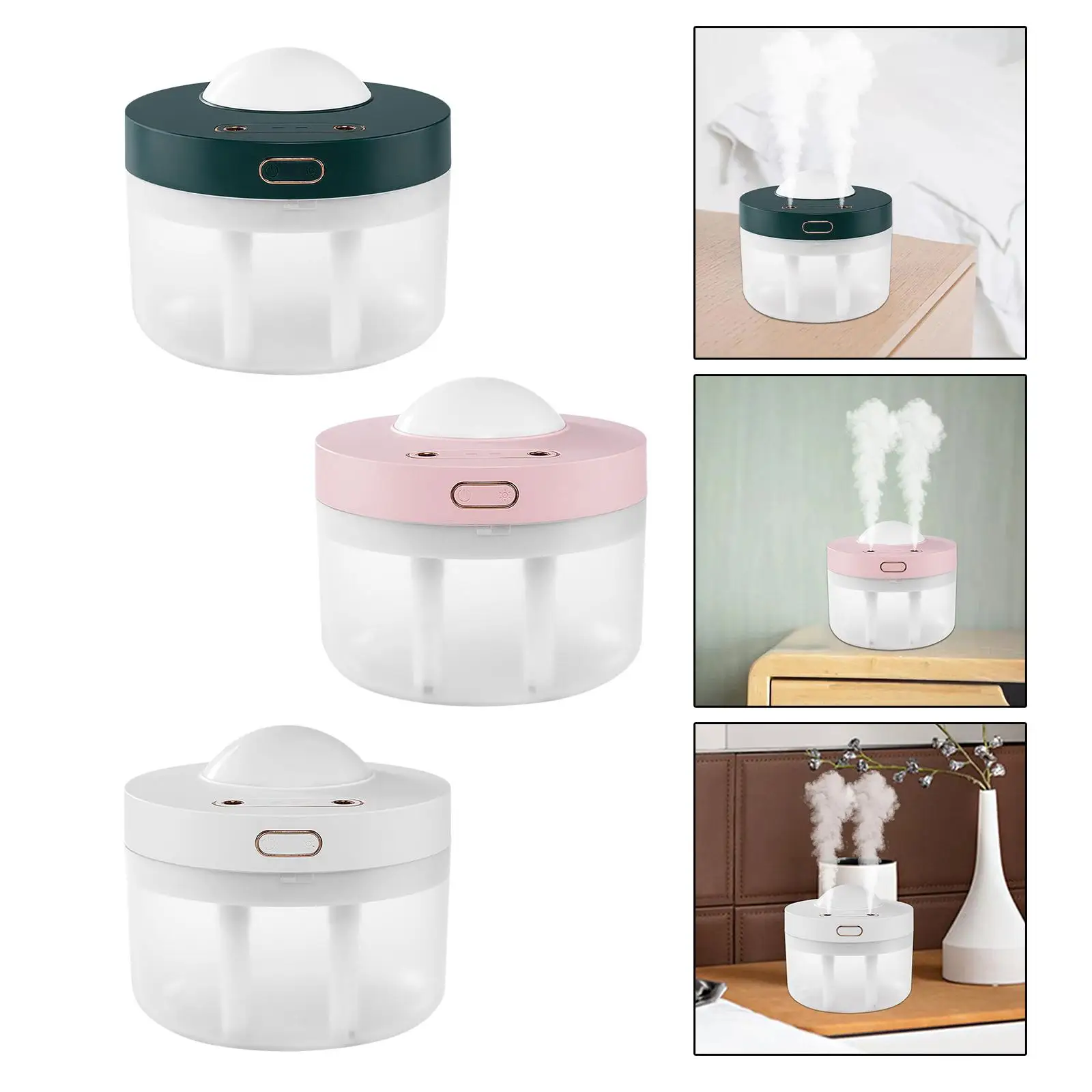 Multifuncional Tabletop Air Umidificador, Cool Mist Umidificador para Small Space Travel Dorms Yoga Office, luz colorida