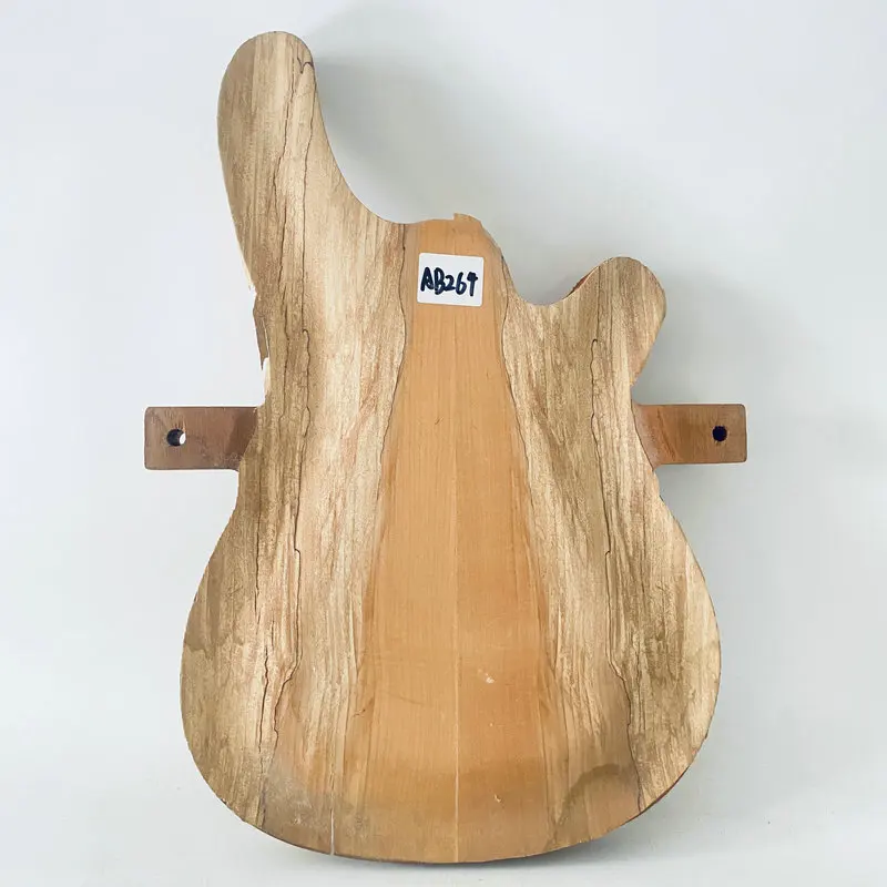 AB264 Raw Materials Electric Bass Guitar Body Solid Mahogany with Burl Wood Top Active Pickups for 5 Strings Bass Wood Cracks