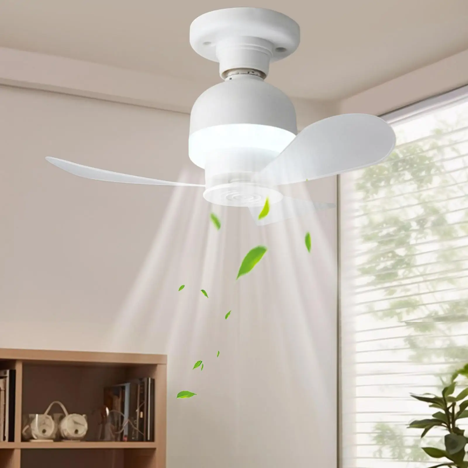 1PC Ceiling Fan Lights with Remote Control Dimming LED Fan Light E27 Base for Living Room Kitchen  Decorative Fan Lighting