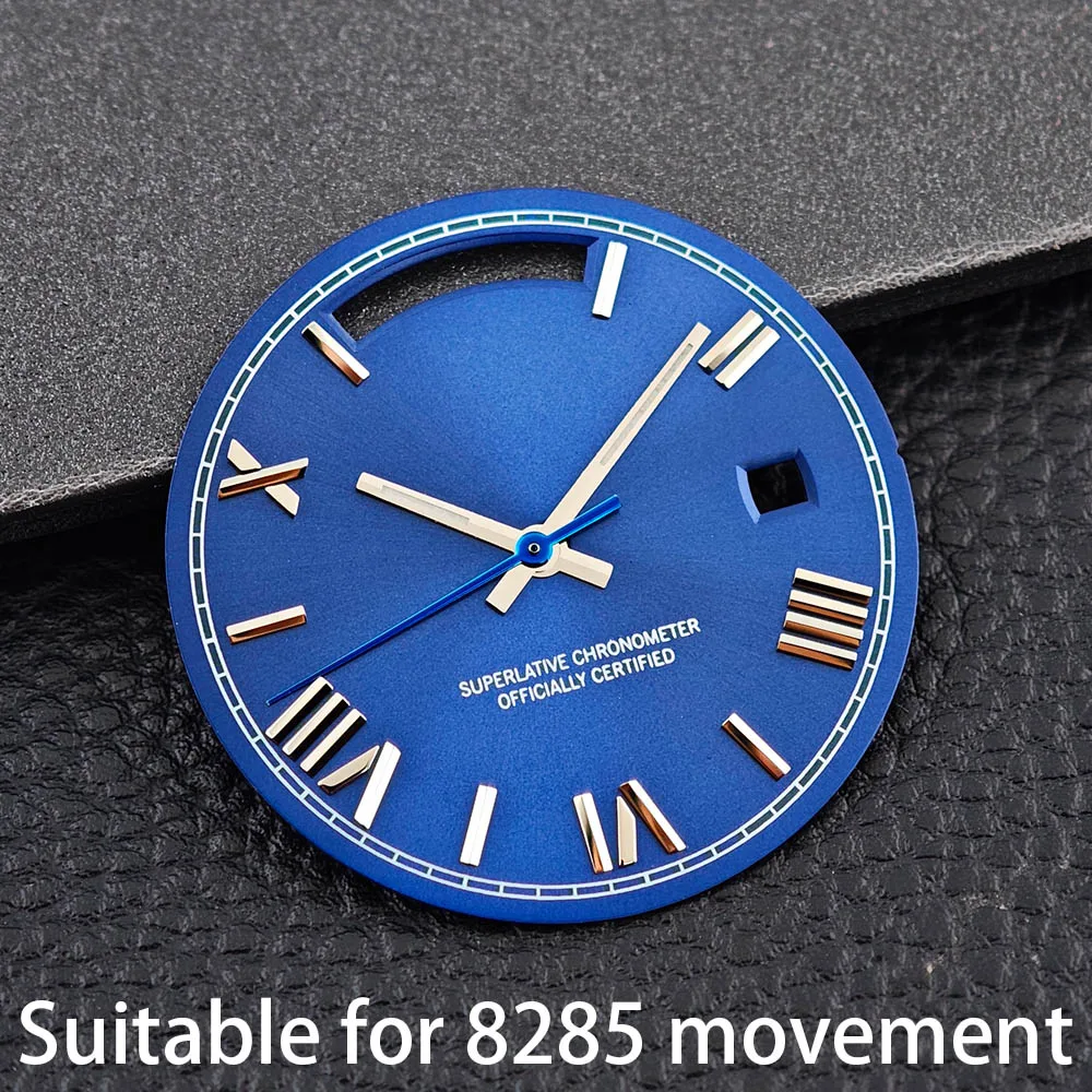 

31mm Dial for Miyota 8285 Movement Dual Calendar Watch Dial & Hands Blue Green Luminous Watch Parts