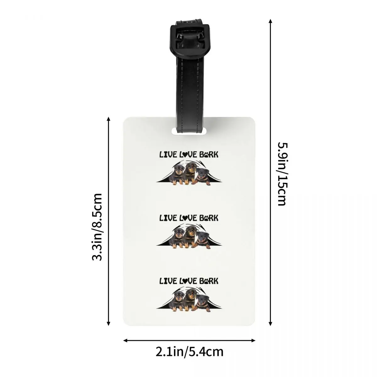 Live Love Bark Rottweiler Puppies Luggage Tag Animal Dog Travel Bag Suitcase Privacy Cover ID Label