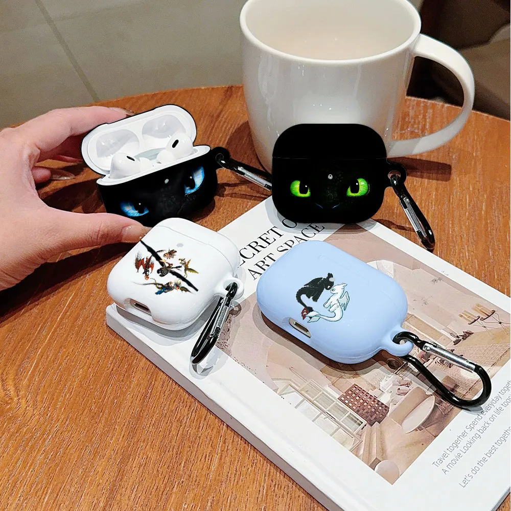 Darbeye Dayanıklı Koruyucu D-DragonS'ınızı Nasıl Eğitirsin HD Sert PC Kulaklık Kılıfı AirPods için 1 2 3 4 Pro Pro2 Metal Kanca ile