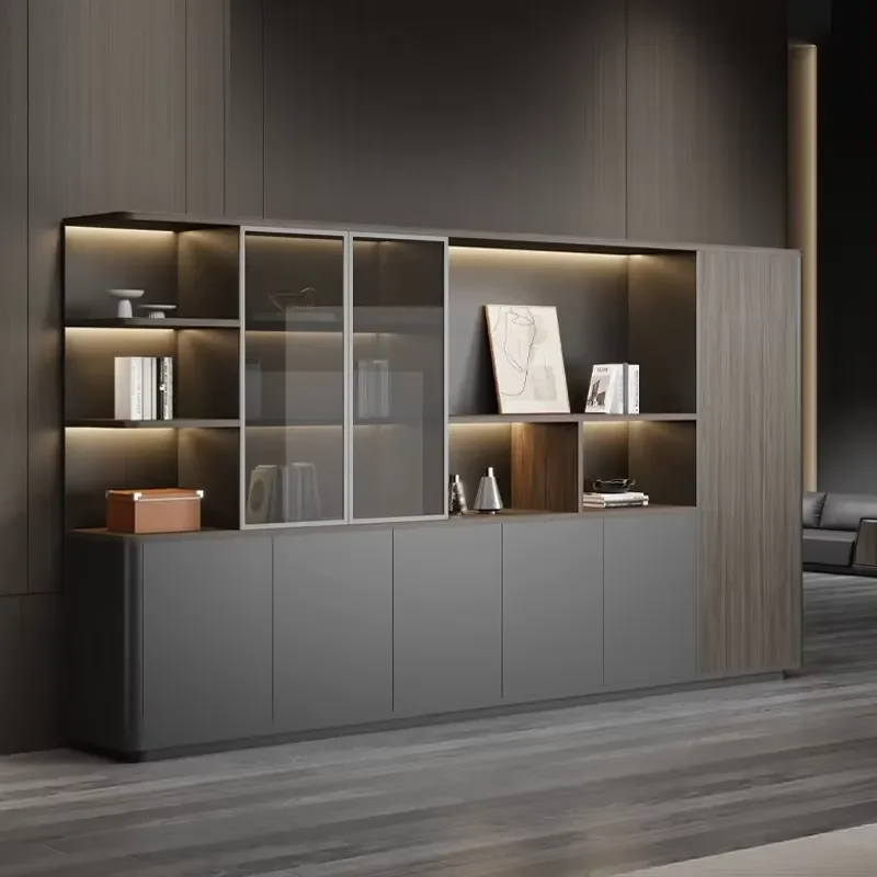 Modern Simple Wooden Bookcase 5 Tier Storage Shelf Fireproof Moisture Resistant Wall Mounted or Floor Standing Office
