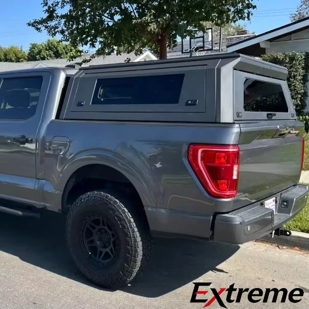 Aluminum Dual Cab Hardtop 4x4 Pick up Pickup Truck Bed Canopy Topper with Sliding Glass Window for 2021 Ford F-150 5.5 ft