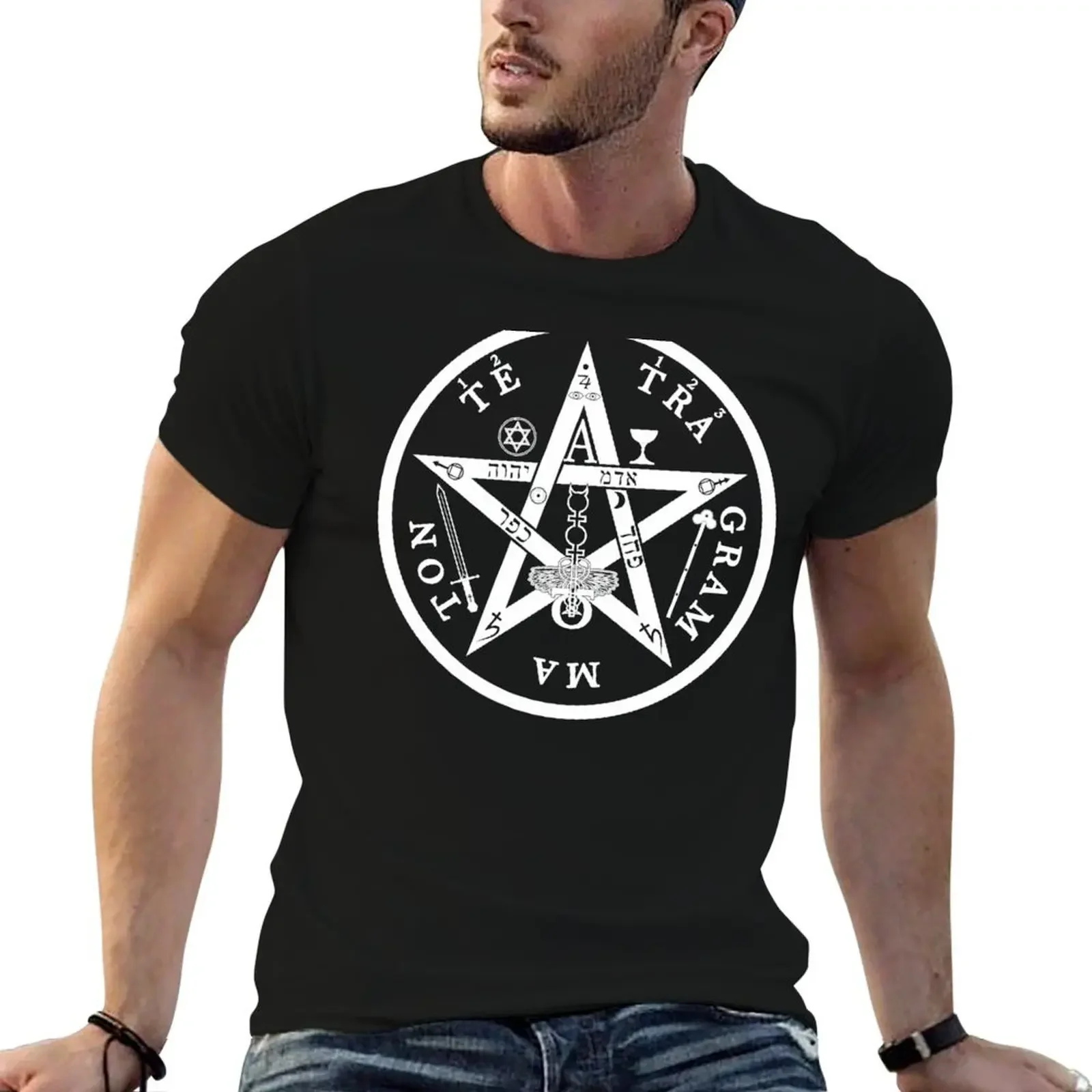 Tetragrammaton pentagram star T-Shirt anime basketball graphic tees anime stuff summer top mens shirts graphic tee