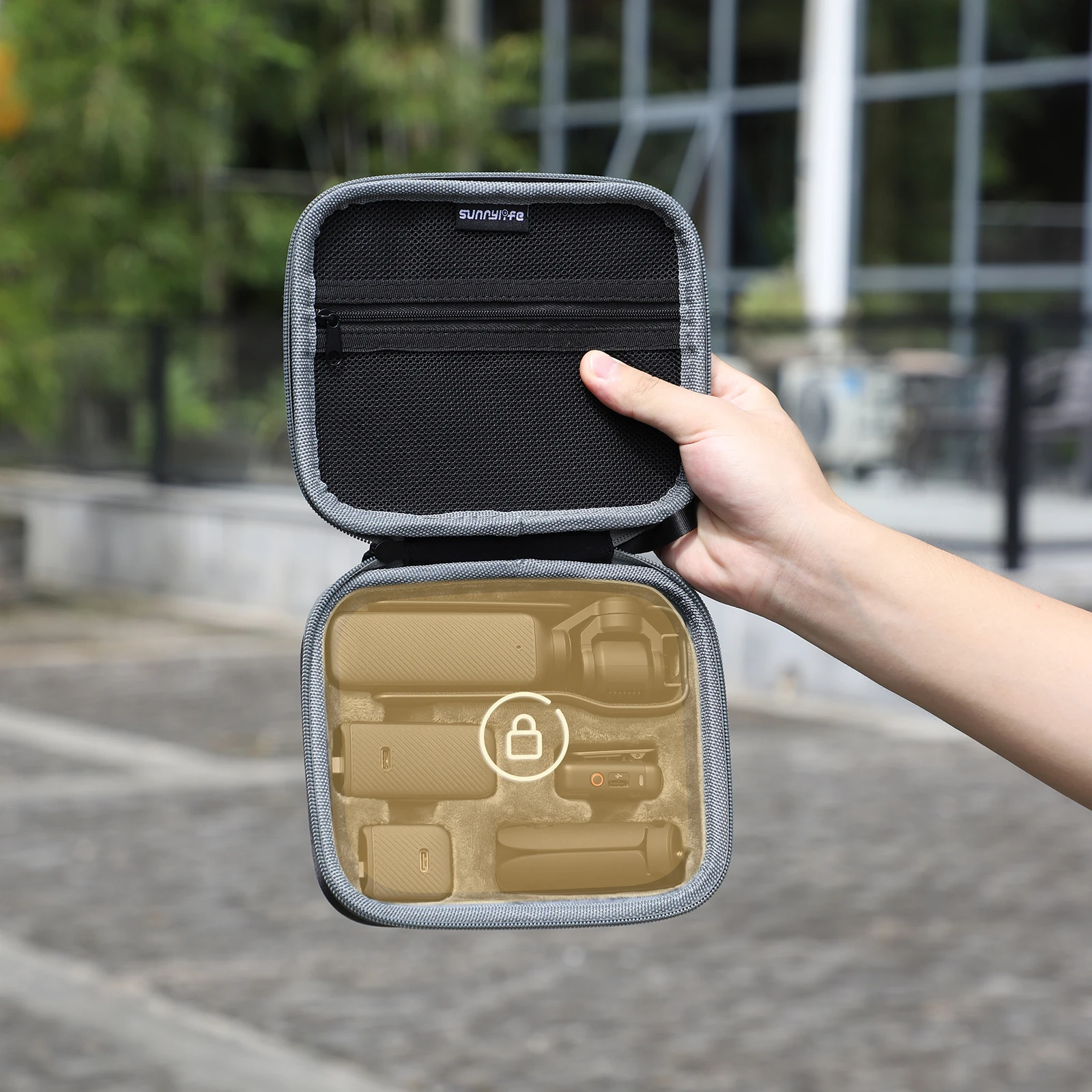 SUNNYLIFE Storage Bag for DJI Osmo Pocket 3 | All-in-One Organizer Case for Body/Handle/Mic 2/Tripod | Wear-Resistant Fabric & V