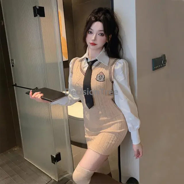 2025 stile accademia pacchetto di maglia vestito dall'anca set di due pezzi stile americano piccante per ragazze quotidiano jk uniforme campus autunno uniforme scolastica