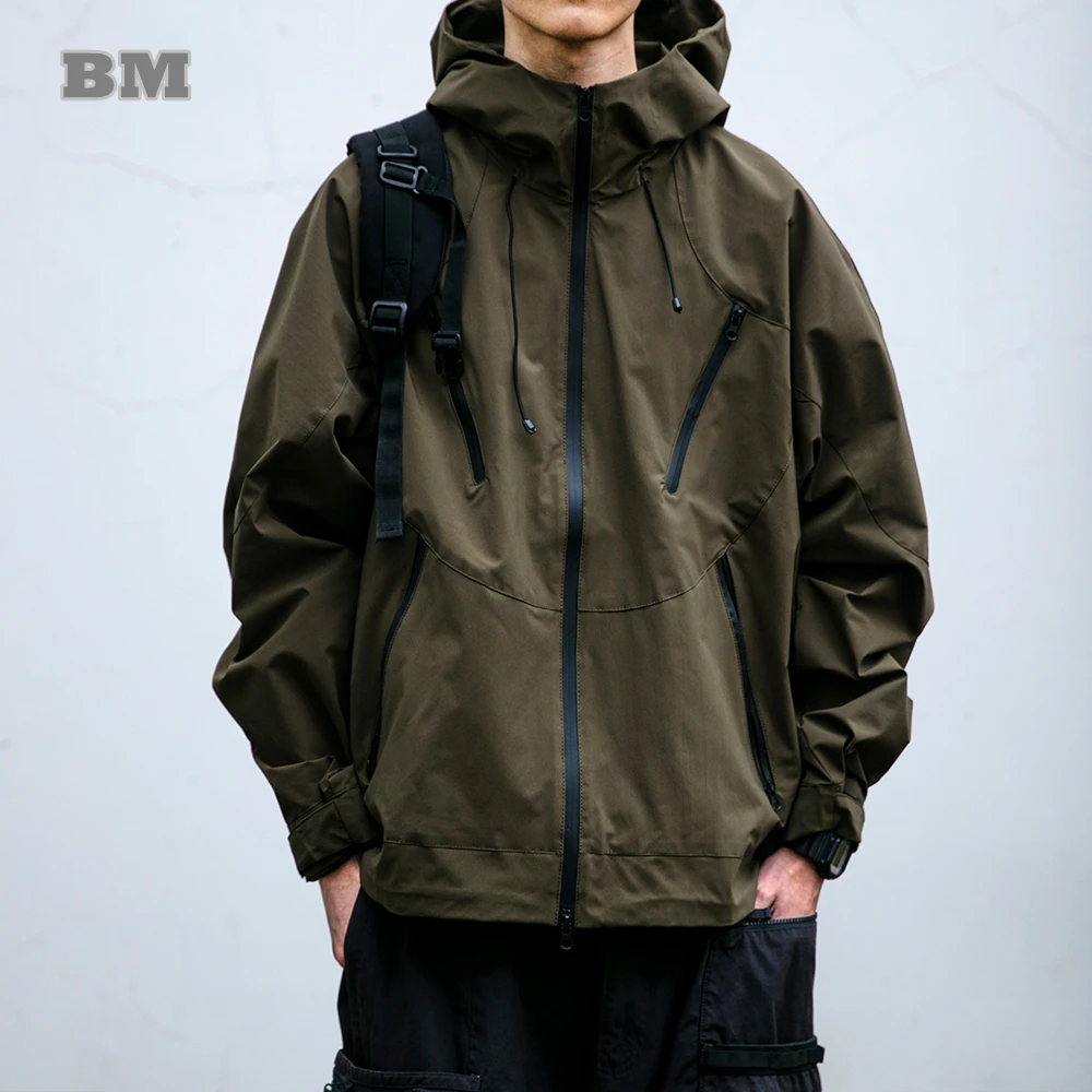 

Mountain outdoor multi-pocket waterproof hooded hiking jacket for men clothing harajuku casual coat fashion Zipper cargo jacket