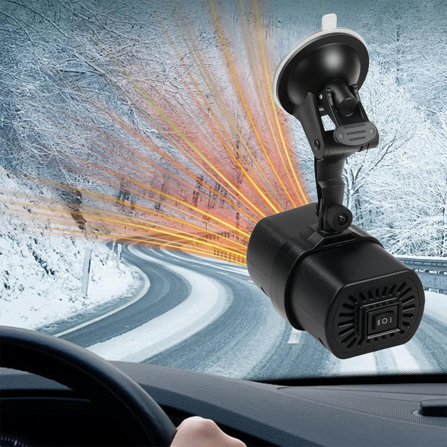 

Портативный автомобильный обогреватель 12 В для размораживания лобового стекла — регулируемый портативный автомобильный обогреватель (черный)