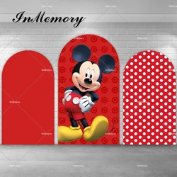 Cartoon Mickey Arch Backdrop Cover Boys Baby Shower 1st Birthday Party Red White Polka Dots Chiara Wall Background Doubleside