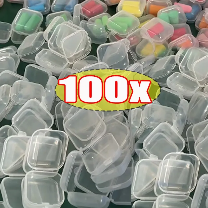 

1/100pcs Small Square Jewelry Storage Box Covers Case for Pill Earrings Transparent Plastic Dustproof Earplug Storage Pack Boxes