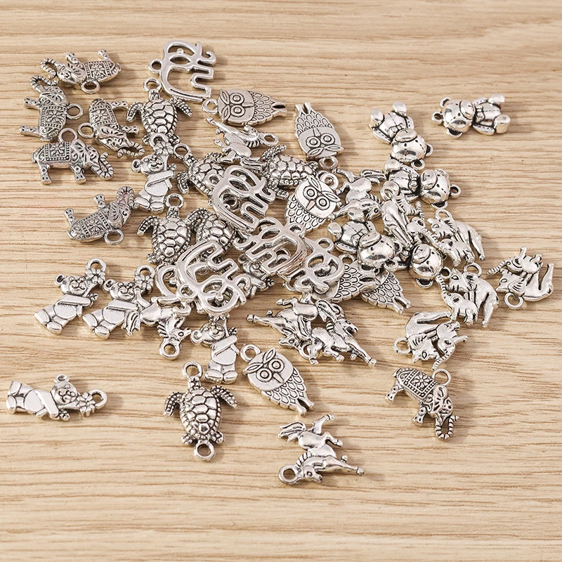 Tusember 20 Stück Legierungs-Anhänger in Form von Eule, Bär, Elefant und Pferd für Schmuck, Halsketten, DIY-Armbänder, Ohrringe, Zubehör und Bastelarbeiten – Detail 3