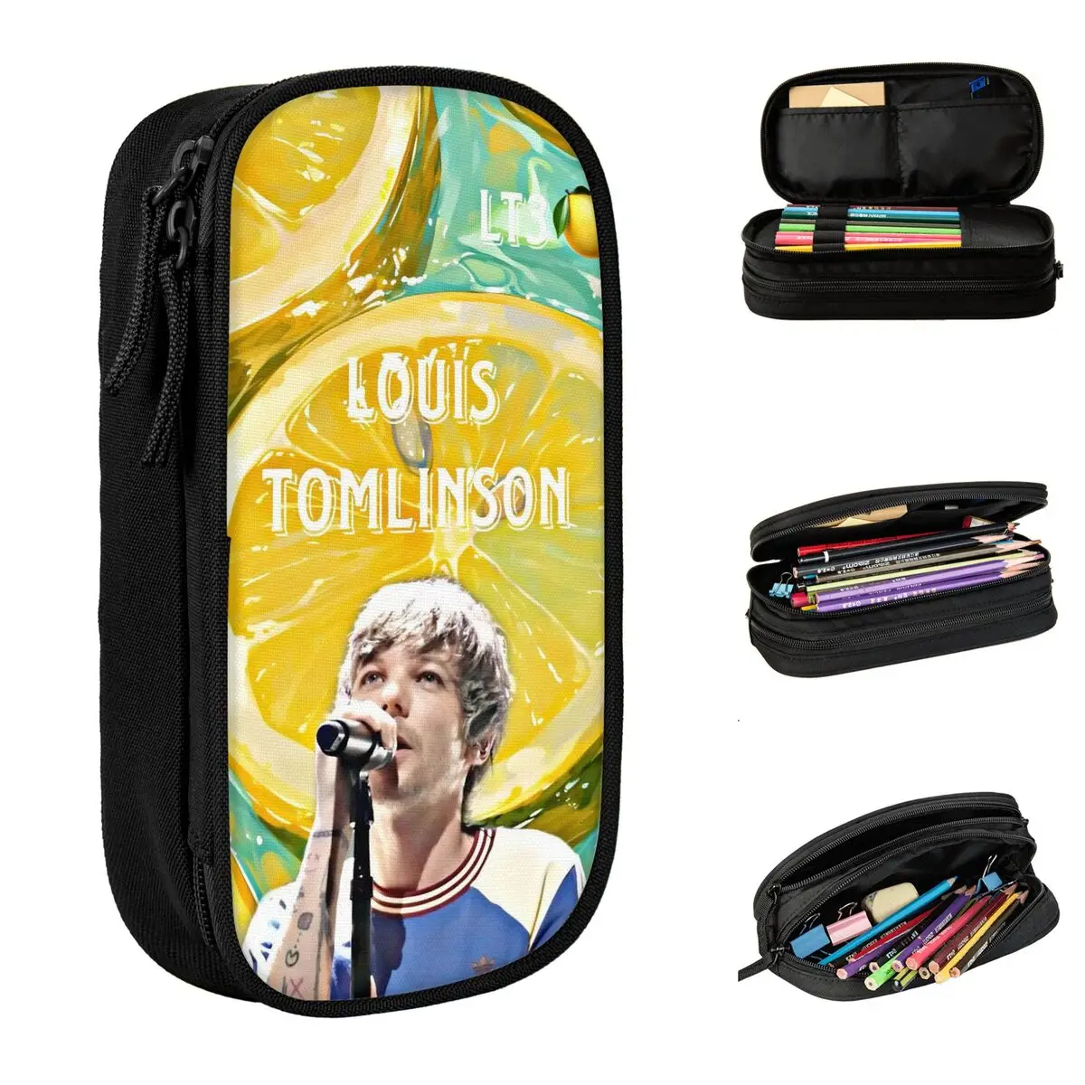 Louis Tomlinsons Lemonade Tour 2025 Caja de bolígrafos Caja de lápices para niños de gran capacidad de doble capa Regalos perfectos