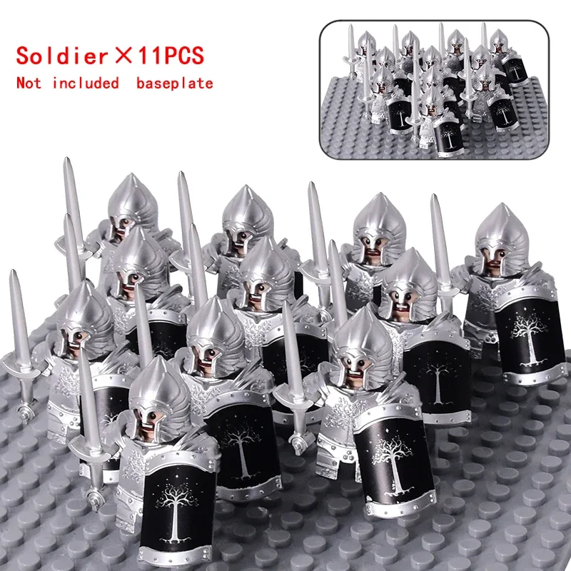 MOC Medieval Dwarf Warrior Elves Knights LOTR Figures Building Blocks Accessories Armor Shield LOTR DIY Toys for Children Gift image 3