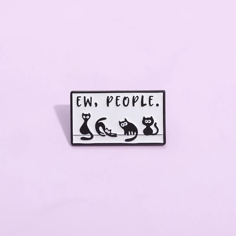 EW PEOPLE Black Cats Enamel Pins Punk Cartoon Kitten Brooches Lapel Badge Backpack Clothes Collar Pin Jewelry Gift for Friends