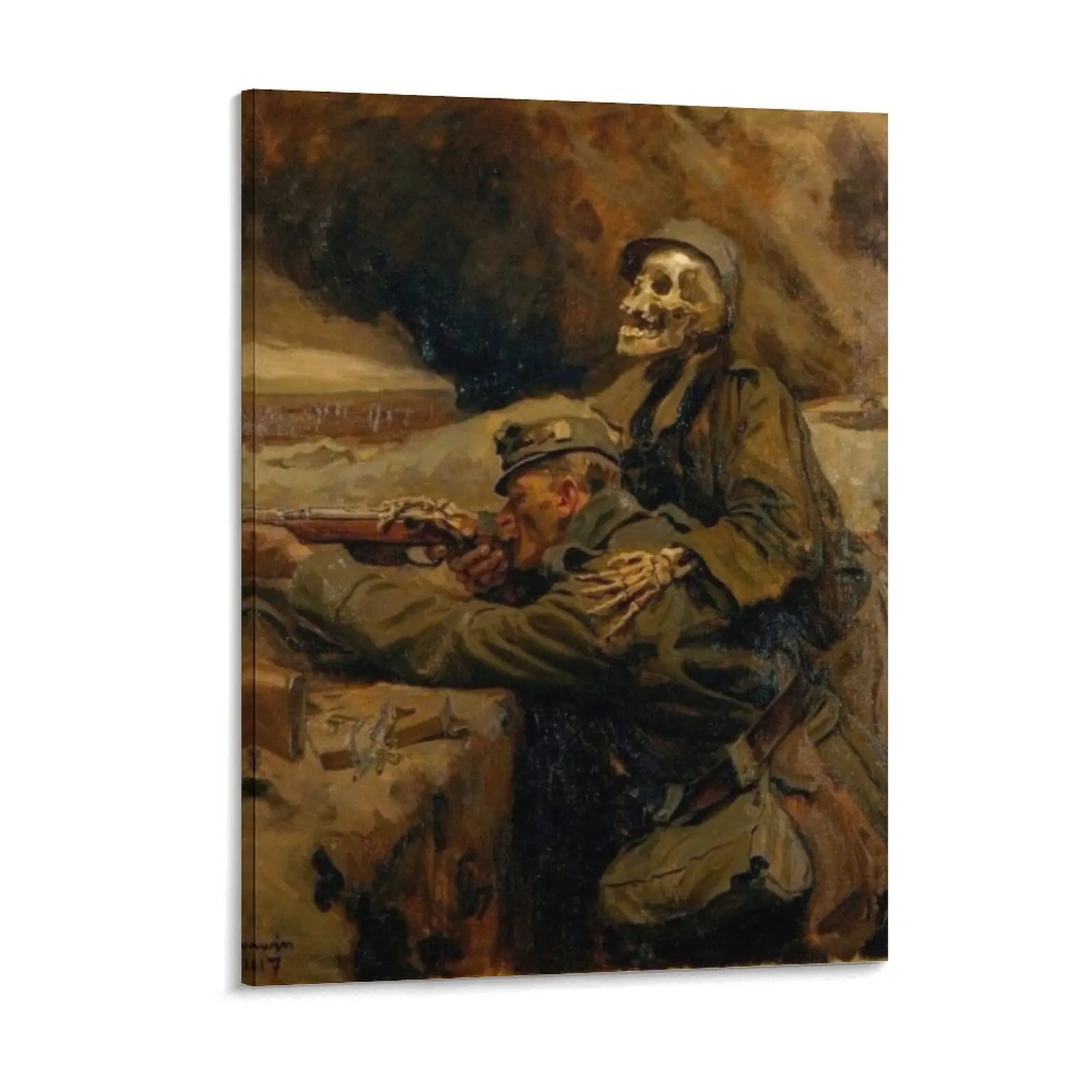 Death And The Soldier Canvas Painting Club Home Personalized Wall Plaques Framed Wall Painting