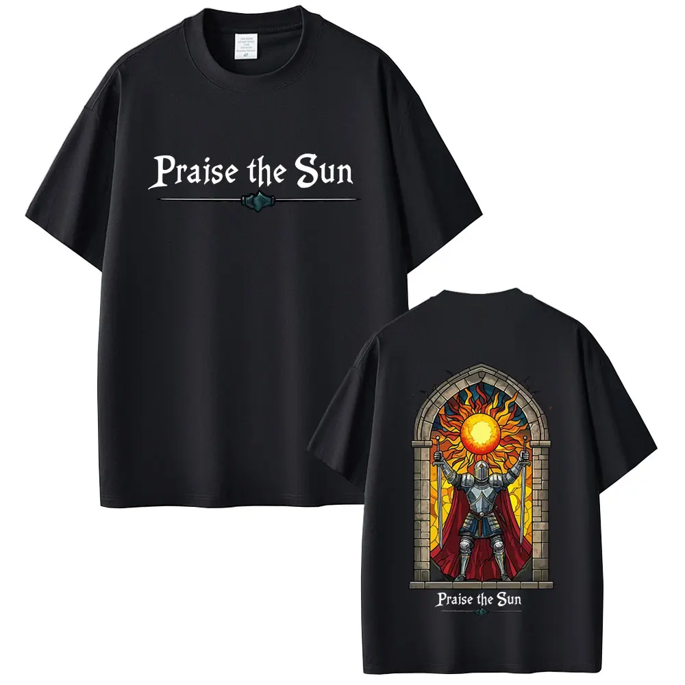 

Футболка с рисунком Game Dark Souls Praise The Sun для мужчин и женщин, модные футболки в готическом стиле, мужские хлопковые винтажные футболки, уличная одежда