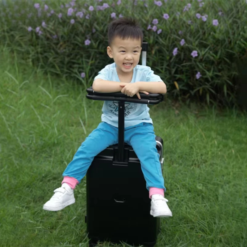 Baby Travel Bag Carry On 20 Inch Kids Luggage With Seat On For Children Trolley Suitcase With Brake Wheels