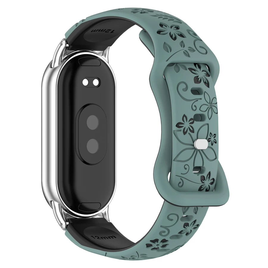 Siliconen 3D Gegraveerde Bloem Armband voor Xiaomi Mi Band 9 10 Band Smart Horloge Ademende Horlogeband voor Xiaomi Band 8 9 10 Band