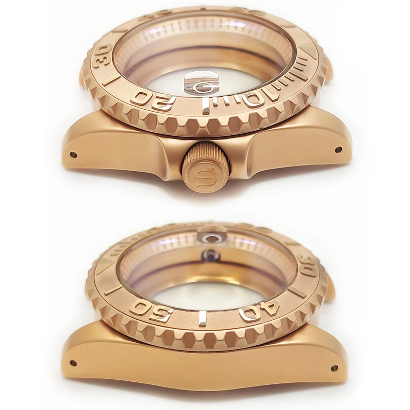 SUB Matte Rose Gold Watch Case Set Fits NH35 NH36 4R36 NH72 Stainless Watches Cases With Sapphire Movement Accessories MOD Parts