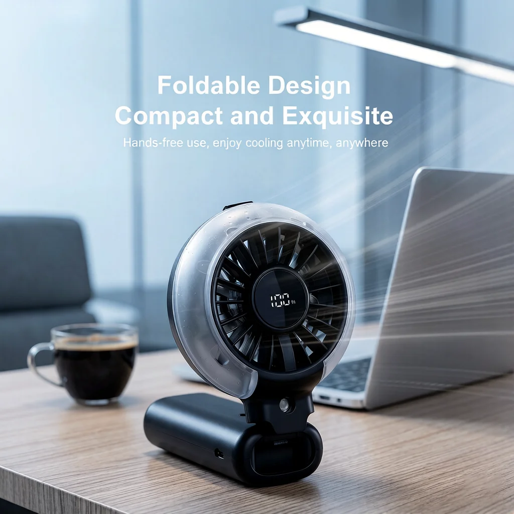 Hands-Free Handheld Fan, 100 Speeds, 3600mAh Rechargeable, LED Display, 3-in-1 Handheld/Neck/Desktop USB Fan for Travel Camping