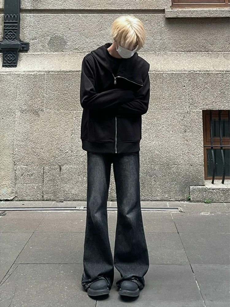 

Bla Soft Straight Leg Jeans Men's High Street Vibe Long Trousers Autumn Winter Faion Casual Wear Polyester Fiber Jeans