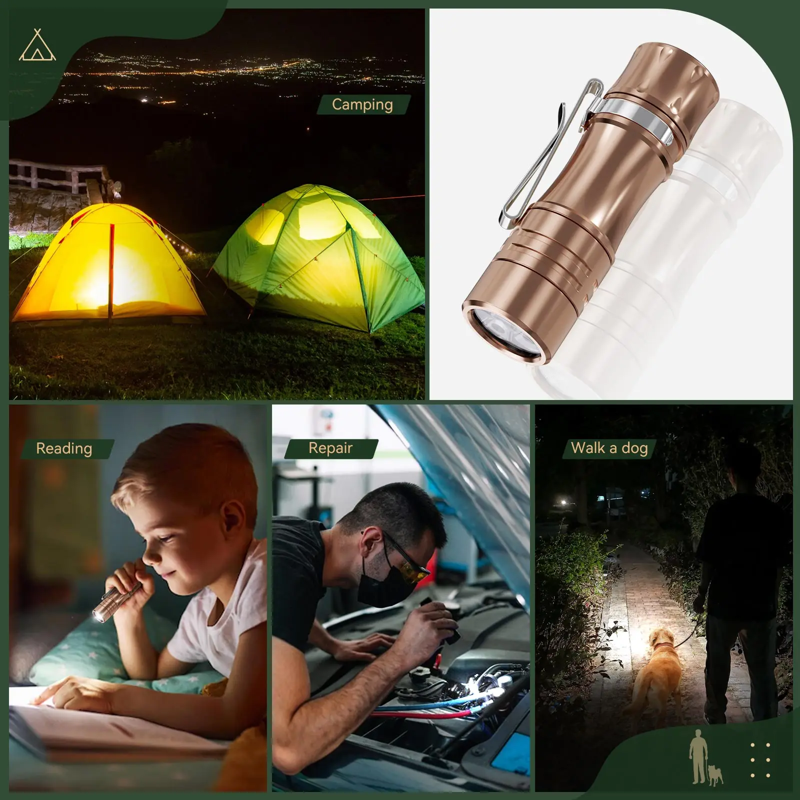 Wurkkos TS10 V2 Copper Powerful Mini 14500 EDC Flashlight with 3* 90 CRI LEDs and RGB Aux LEDs Max 1400LM Pocket IPX8 Torch