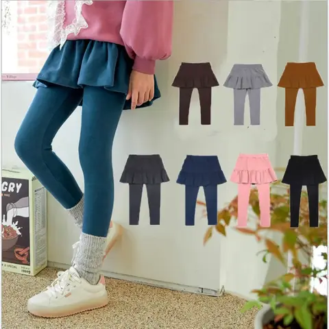 Warm Spring Cotton Autumn Winter Girl Leggings Skirt-pants Cake Skirt Kids Leggings Children Girls Pants Trousers 3-11 Years