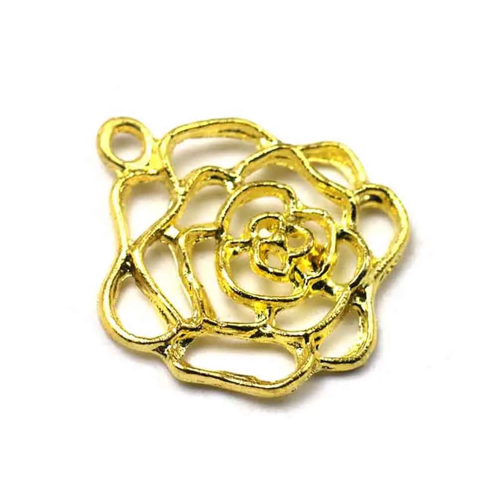 

20pcs Vintage Peony Flower Alloy Pendant Charms Diy Jewelry Making Accessories For Necklaces Bracelets Keychains Dangle Fashion