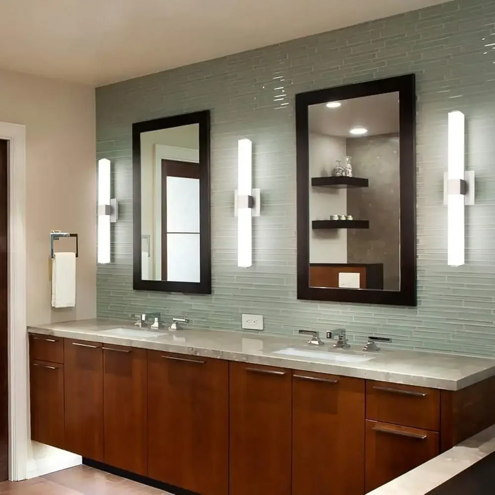 Luz LED para tocador de baño, accesorio de iluminación de montaje en pared de níquel cepillado de 24 pulgadas, diseño moderno sobre espejo, iluminación de bajo consumo