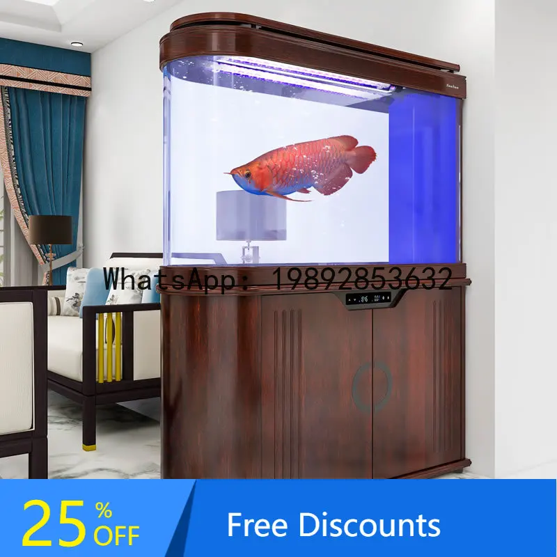 YFY Bullet Head Screen Fish Tank Living Room Home Large Aquarium Glass 1.35m Ecological Floor-standing