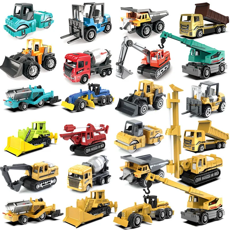 

JX 1:64 Scale Alloy Engineering Truck Metal Construction Sliding Toy City Traffic For Boys Kids Age 3+ Excavator Forklift Roller
