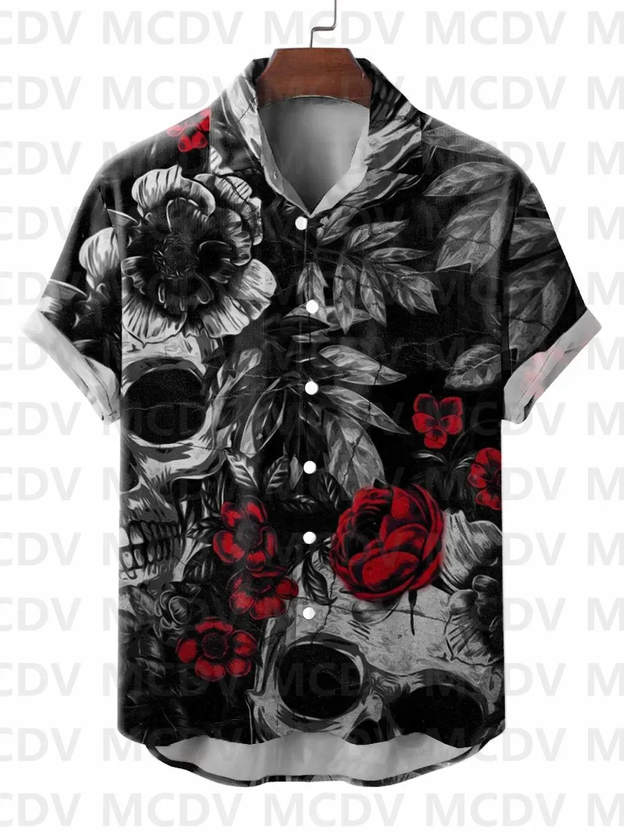 Men's Hawaiian Shirts Halloween Ghost Print Short Sleeve Shirt
