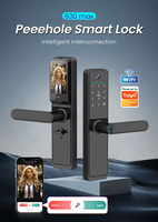 Camera Peephole display euro mortise Smart door lock Remote unlock tuya wifi biometic fingerprint Pincode Card Digital door lock