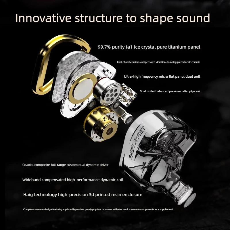 

Наушники-вкладыши ZHESONUS Black Rock HIFI Star BRS 3DD+2 Planar+PZT IEMs, проводные, для музыки, игр, киберспорта, мониторные