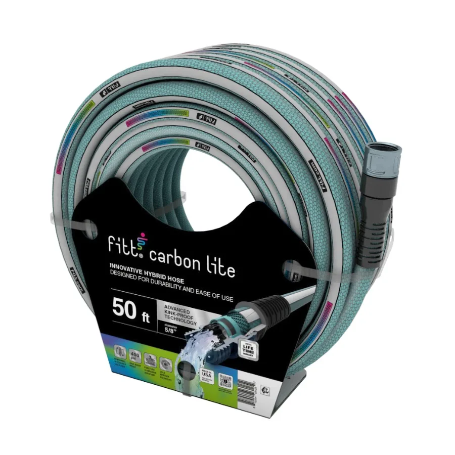 

Carbonlite Hybrid 5/8 x 50FT Hose Lightweight, Kink-Resistant Garden Hose for Outdoor Watering, Black with Reinforced Couplings