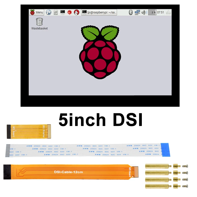Interfaccia DSI con display touch capacitivo da 5 pollici e 7 pollici, 800×480 per Raspberry Pi 5 4B 3B 3B+ Zero CM3 CM3+ CM4 VisionFive2 Core3566