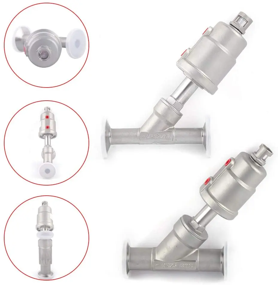 Válvula atuada pneumática da água do vapor da dupla ação do ar da válvula do assento do ângulo