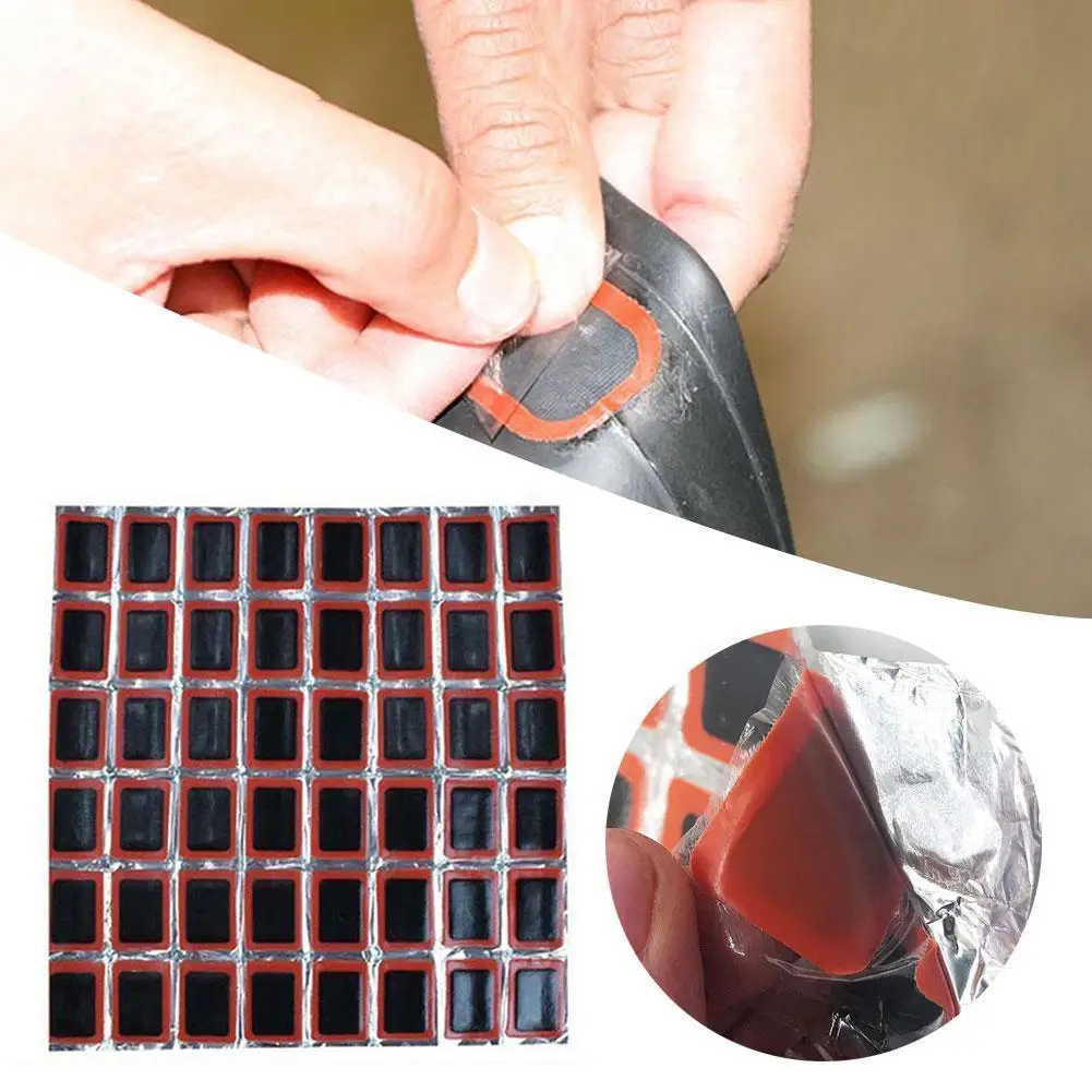 48 Piece Motorcycle Bicycle Tire Patch Light Weight Portable Rubber Rectangular Tire Patch Repair Tire Tool Car Accessories